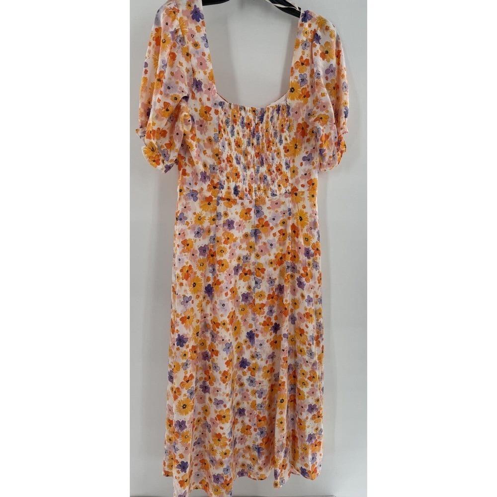 BCBGeneration Dress Floral Midi Size 8 Square Neck Puff Sleeve Cottage Modest - Picture 3 of 12
